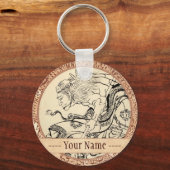 Schets van Samurai Warrior met leeuwenmasker Hokus Sleutelhanger (Voorkant)