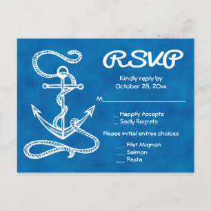 Schets van scheepsanker voor trouwfeest in waterve uitnodiging briefkaart