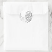 Schets van Singapore Toerisme Landmark - Merlion Ronde Sticker (Tas)