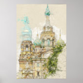  Schets van Sint-Petersburg Church Wall Art Poster (Voorkant)