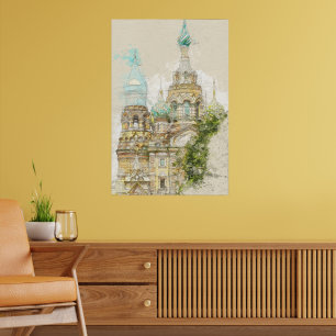  Schets van Sint-Petersburg Church Wall Art Poster