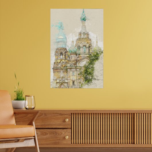  Schets van Sint-Petersburg Church Wall Art Poster (Woonkamer 2)