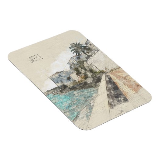 Schets van Spetses Embankment Magneet - Charmant (Rechterzijde)