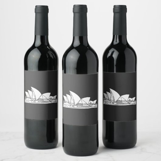 Schets van Sydney Opera House Australia Wijn Etiket (Flessen)