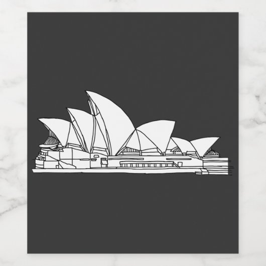 Schets van Sydney Opera House Australia Wijn Etiket (Enkel label)