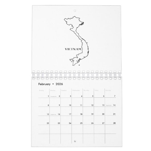 schets van Vietnam Kalender (Feb 2026)