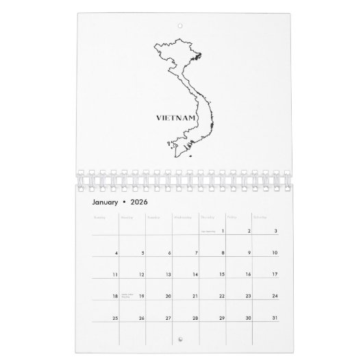 schets van Vietnam Kalender (Jan 2026)
