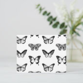 Schets van vlinder, zwart-wit briefkaart (Staand voorkant)