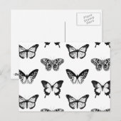 Schets van vlinder, zwart-wit briefkaart (Voorkant / Achterkant)