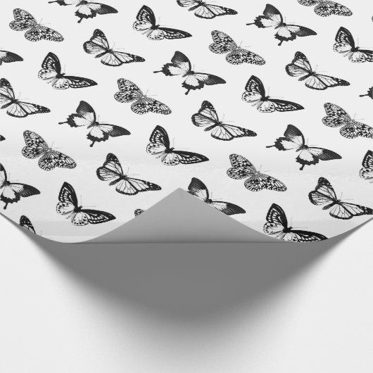 Schets van vlinder, zwart-wit cadeaupapier (Hoek)