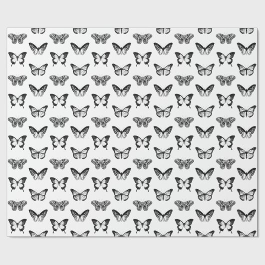 Schets van vlinder, zwart-wit cadeaupapier (Vlak)