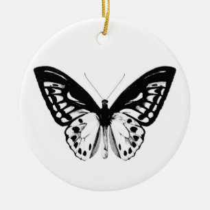 Schets van vlinder, zwart-wit keramisch ornament