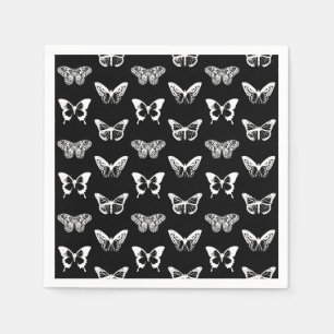 Schets van vlinder, zwart-wit servet
