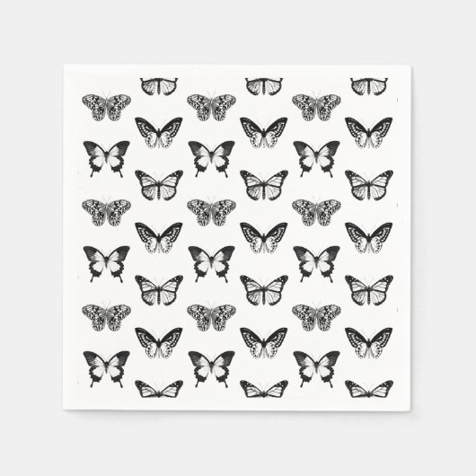 Schets van vlinder, zwart-wit servetten (Voorkant)