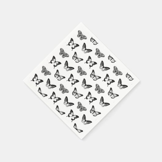 Schets van vlinder, zwart-wit servetten (Hoek)
