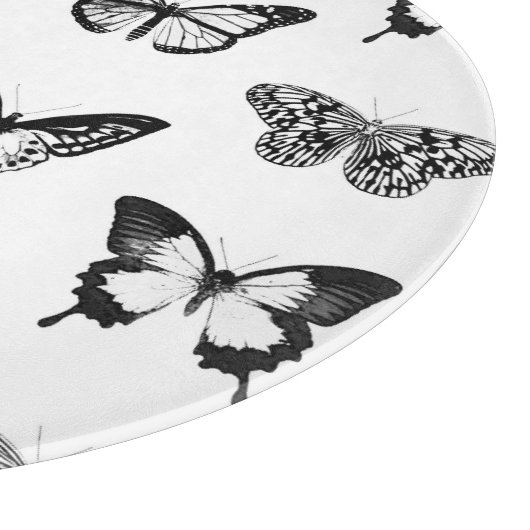 Schets van vlinder, zwart-wit snijplank (Hoek)