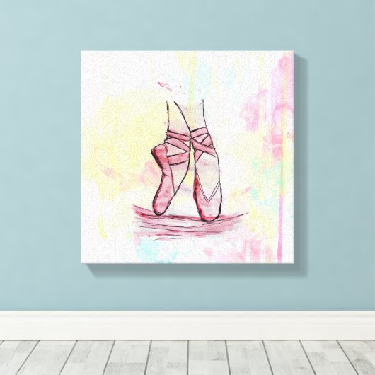 Schets van Waterverf met hand getrokken schoeisel Canvas Afdruk (Insitu (Houten vloer))