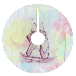 Schets van Waterverf met hand getrokken schoeisel Kerstboom Rok