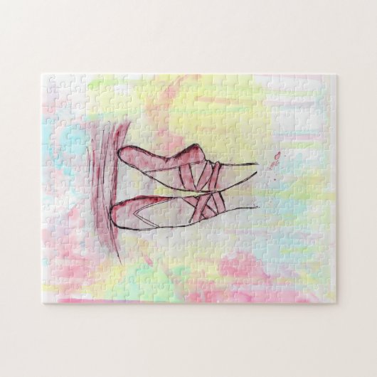 Schets van Waterverf met hand getrokken schoeisel  Legpuzzel (Horizontaal)