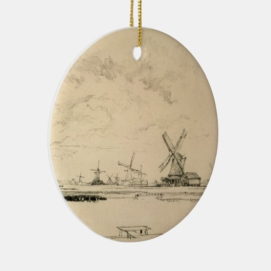  schets van windmolens keramisch ornament (Rechts)