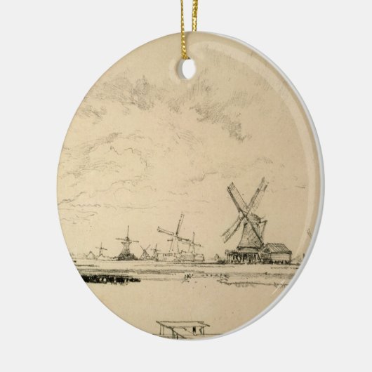  schets van windmolens keramisch ornament (Links)