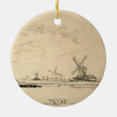  schets van windmolens keramisch ornament (Achterkant)