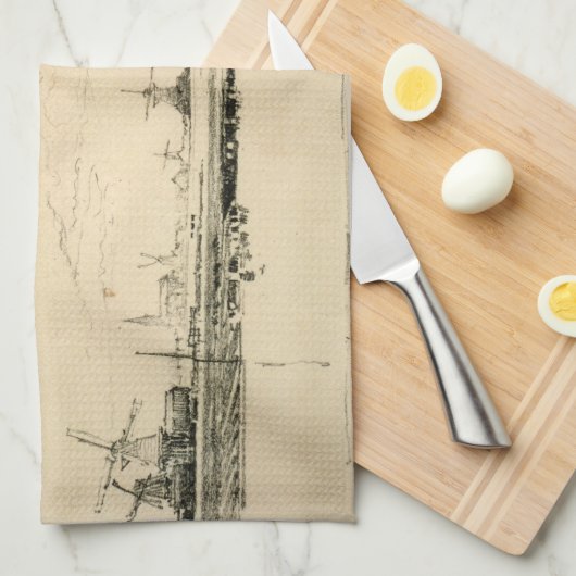 Schets van Windmolens Theedoek (Quarter Fold)