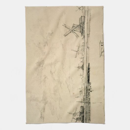 Schets van Windmolens Theedoek (Verticaal)