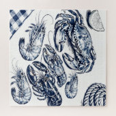 Schets van zeevruchten kreeft krab legpuzzel (Horizontaal)