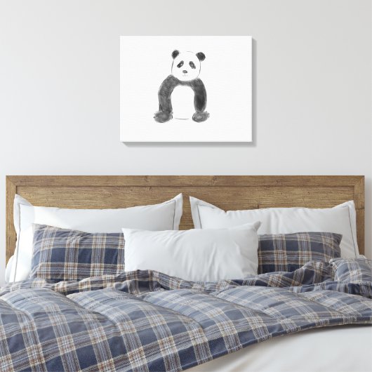Schets van zwarte en witte panda canvas afdruk (Insitu (Slaapkamer))