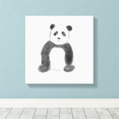 Schets van zwarte en witte panda canvas afdruk (Insitu (Houten vloer))