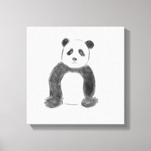 Schets van zwarte en witte panda canvas afdruk (Voorkant)