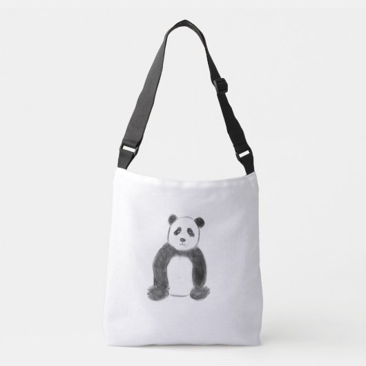 Schets van zwarte en witte panda crossbody tas (Voorkant)