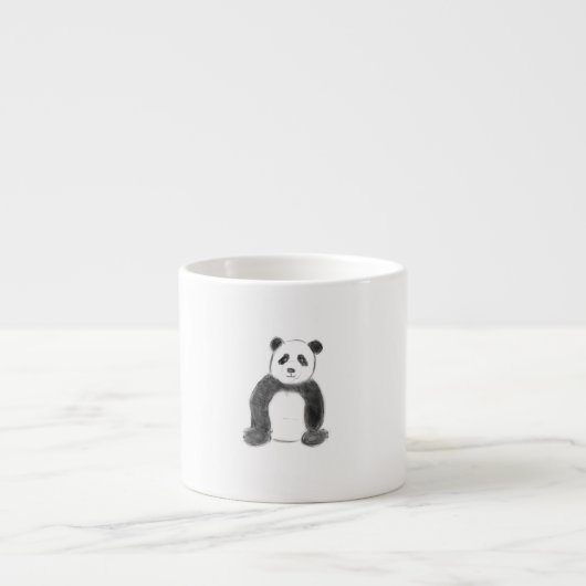 Schets van zwarte en witte panda espresso kop (Voorkant)