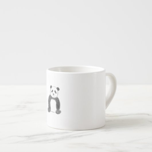 Schets van zwarte en witte panda espresso kop (Voorkant rechts)