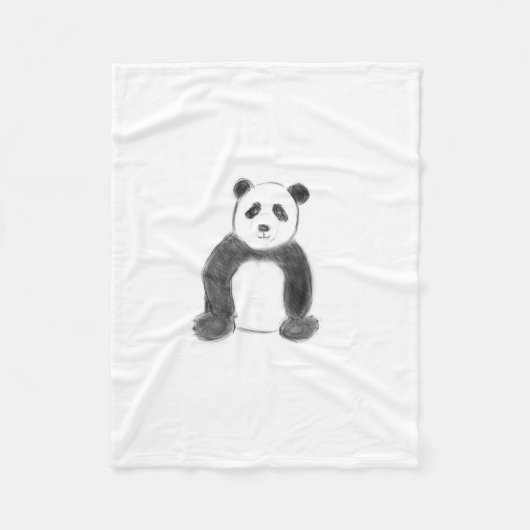 Schets van zwarte en witte panda fleece deken (Voorkant)