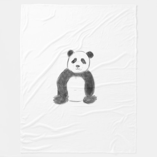 Schets van zwarte en witte panda fleece deken (Voorkant)