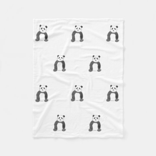 Schets van zwarte en witte panda fleece deken (Voorkant)