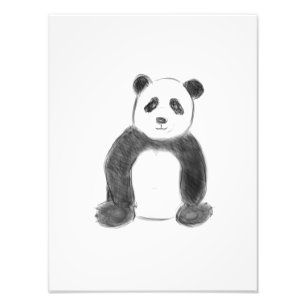 Schets van zwarte en witte panda foto afdruk