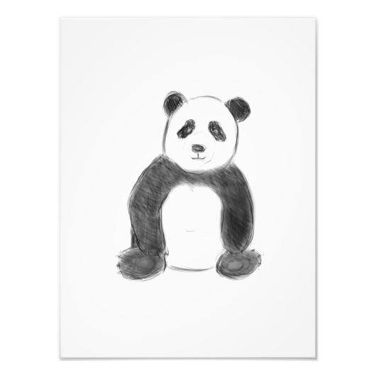 Schets van zwarte en witte panda foto afdruk (Voorkant)