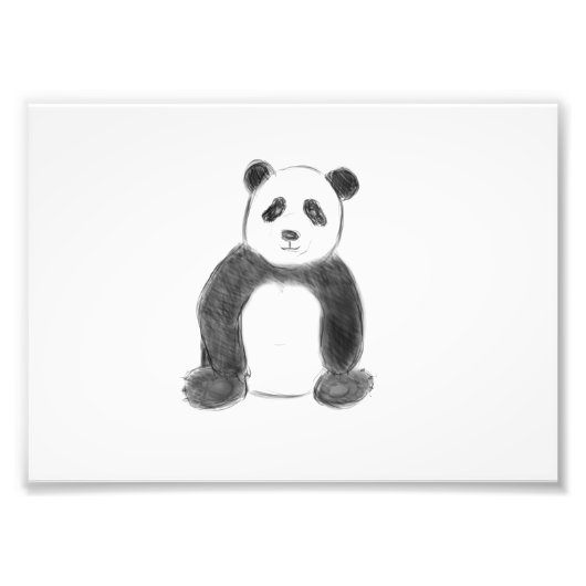 Schets van zwarte en witte panda foto afdruk (Voorkant)