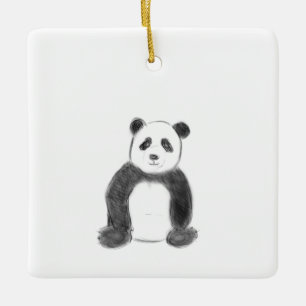 Schets van zwarte en witte panda keramisch ornament