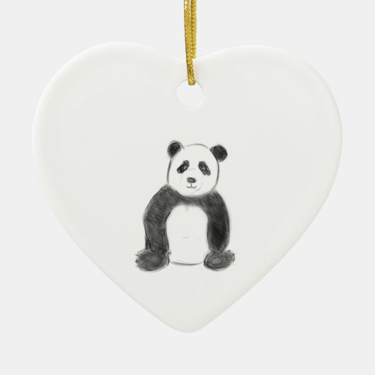 Schets van zwarte en witte panda keramisch ornament (Voorkant)