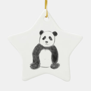 Schets van zwarte en witte panda keramisch ornament