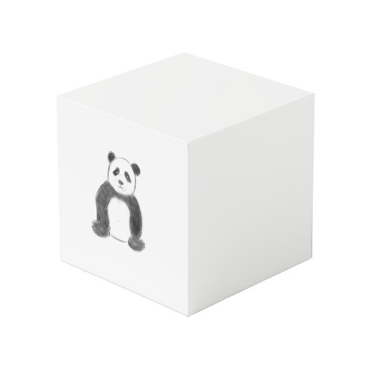 Schets van zwarte en witte panda kubus (Voorkant hoekig)