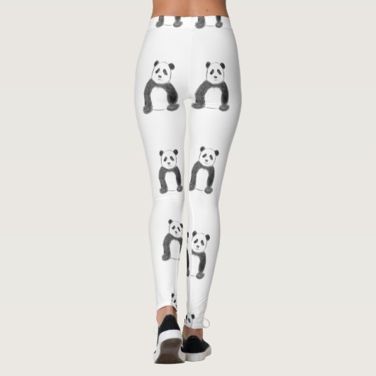 Schets van zwarte en witte panda leggings (Achterkant)
