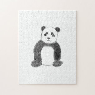 Schets van zwarte en witte panda legpuzzel