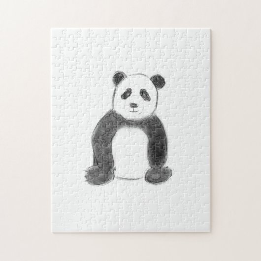 Schets van zwarte en witte panda legpuzzel (Verticaal)