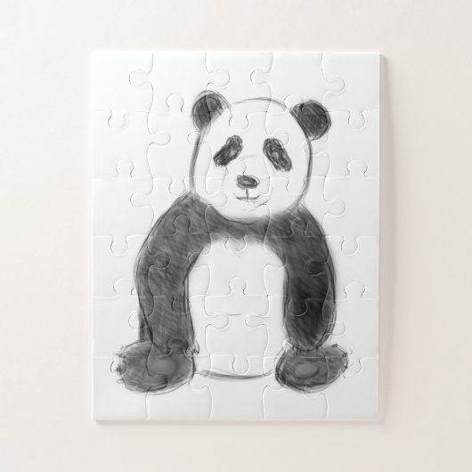 Schets van zwarte en witte panda legpuzzel (Verticaal)