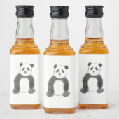 Schets van zwarte en witte panda likeurfles etiket (Flessen)